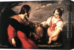The Presentation of Christ Canvas Paintings - Christ and the Samaritan Woman by Bernardo Strozzi