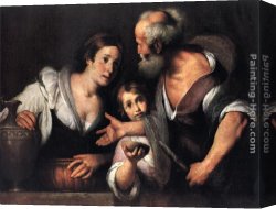 Prophet Canvas Paintings - Prophet Elijah and the Widow of Sarepta by Bernardo Strozzi