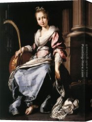 Cecilia Canvas Paintings - St Cecilia by Bernardo Strozzi