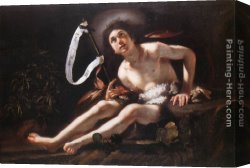 The Baby Jesus And Saint John The Baptist Canvas Paintings - St John the Baptist by Bernardo Strozzi