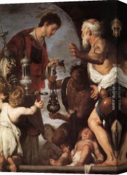 Lawrence Canvas Paintings - The Charity of St Lawrence by Bernardo Strozzi
