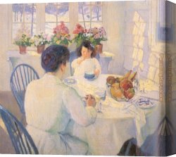 Sunny Breakfast Canvas Paintings - The Breakfast Room by Bernhard Gutmann