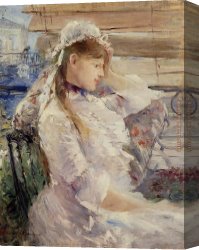 Berthe Morisot Canvas Paintings - Behind the Blinds by Berthe Morisot