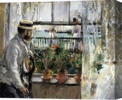 Berthe Morisot Canvas Paintings - Eugene Manet on the Isle of Wight by Berthe Morisot