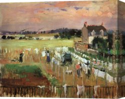 Berthe Morisot Canvas Paintings - Hanging out the Laundry to Dry by Berthe Morisot