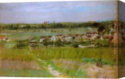 Village Canvas Paintings - Le village de Maurecourt by Berthe Morisot