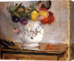 Berthe Morisot Canvas Paintings - Morisot Dahlias by Berthe Morisot
