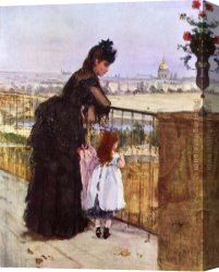 Berthe Morisot Canvas Paintings - On the Balcony by Berthe Morisot
