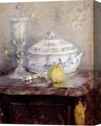 Berthe Morisot Canvas Paintings - Tureen And Apple by Berthe Morisot