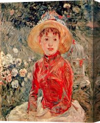 Berthe Morisot Canvas Paintings - Young Girl with Cage by Berthe Morisot