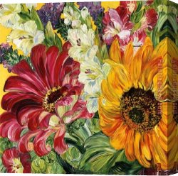 Impasto Canvas Paintings - Impasto Flower III by Bobbie Burgers