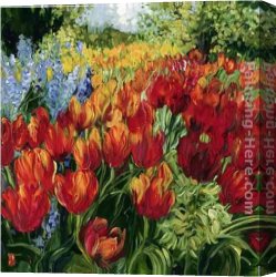 Burgers Canvas Paintings - Tulips by Bobbie Burgers