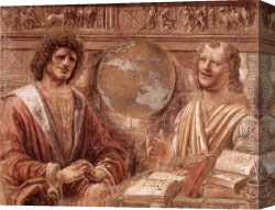 Democritus Canvas Paintings - Heraclitus and Democritus by Bramante