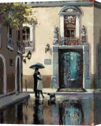 Evening on a Parisian Boulevard Canvas Paintings - Boulevard Hotel by Brent Heighton