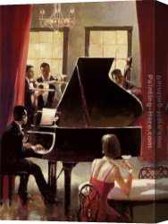 Piano Canvas Paintings - Piano Jazz by Brent Heighton