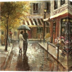 October Stroll Canvas Paintings - Romantic Stroll by Brent Heighton