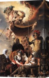 Hendrik Canvas Paintings - Allegory of the Birth of Frederik Hendrik by Caesar van Everdingen