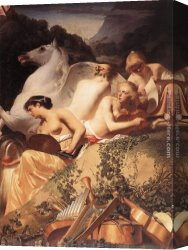 Perseus on Pegasus Hastening to The Rescue of Andromeda Canvas Paintings - The Four Muses with Pegasus by Caesar van Everdingen