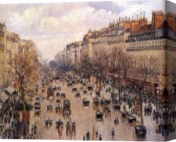 Evening on a Parisian Boulevard Canvas Paintings - Boulevard Montmarte by Camille Pissarro