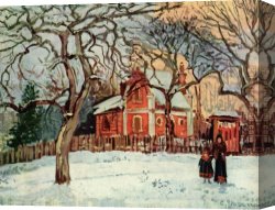 Pissarro Canvas Paintings - Chataigniers Louveciennes by Camille Pissarro
