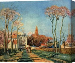 Village Canvas Paintings - Entree du village de Voisins 1872 by Camille Pissarro