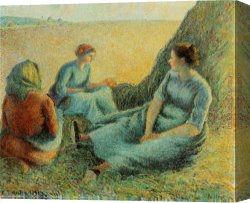 Cattle And Sheep Resting Canvas Paintings - Haymakers Resting by Camille Pissarro