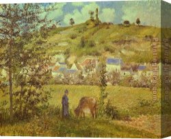 Pissarro Canvas Paintings - Landscape at Chaponval by Camille Pissarro