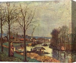 Pissarro Canvas Paintings - Lavoir de Pontoise 1872 by Camille Pissarro
