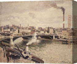 Rouen Canvas Paintings - Morning An Overcast Day Rouen by Camille Pissarro