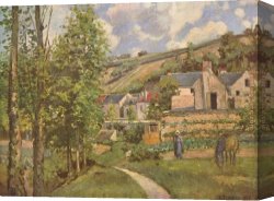 Pissarro Canvas Paintings - Paysage pres de Pontoise 1874 by Camille Pissarro