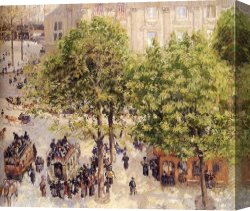 The Theatre Des Varietes Canvas Paintings - Place du Theatre Francais by Camille Pissarro