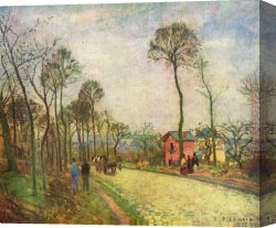 Adolph Von Menzel Canvas Paintings - Postkutsche von Louveciennes 1870 by Camille Pissarro