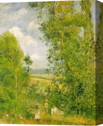 Resting Canvas Paintings - Resting in the Woods at Pontoise by Camille Pissarro