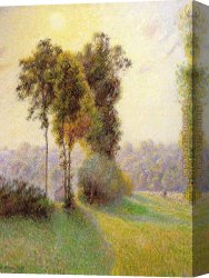 Charles Baugniet Canvas Paintings - Sunset at St. Charles Eragny by Camille Pissarro