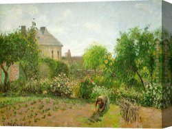 Birds And a Spaniel in a Garden Canvas Paintings - The Artist's Garden at Eragny by Camille Pissarro