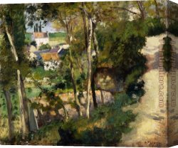 Pontoise Canvas Paintings - The Climbing Path, L'Hermitage, Pontoise by Camille Pissarro