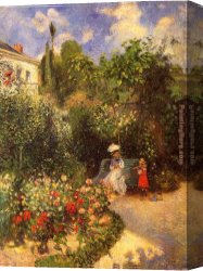 The Women in The Garden Canvas Paintings - The garden at Pontoise 1877 by Camille Pissarro