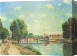 Bonaparte at The Bridge of Arcole Canvas Paintings - The Railway Bridge at Pontoise by Camille Pissarro
