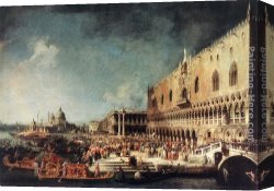 The Arrival Canvas Paintings - Arrival of the French Ambassador in Venice by Canaletto