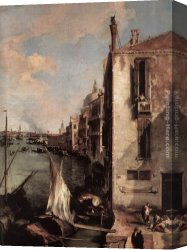 Canaletto Canvas Paintings - Grand Canal, Looking East from the Campo San Vio (detail) by Canaletto