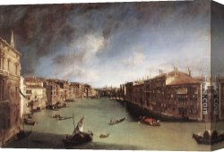 Canaletto Canvas Paintings - Grand Canal, Looking Northeast from Palazo Balbi toward the Rialto Bridge by Canaletto