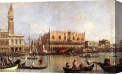 Canaletto Canvas Paintings - Palazzo Ducale and the Piazza di San Marco by Canaletto