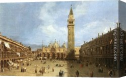 Canaletto Canvas Paintings - Piazza San Marco by Canaletto
