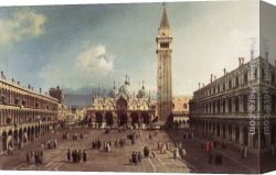 Canaletto Canvas Paintings - Piazza San Marco with the Basilica by Canaletto