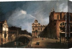 Paolo Canvas Paintings - Santi Giovanni e Paolo and the Scuola di San Marco by Canaletto