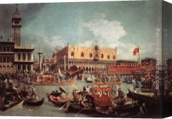 Canaletto Canvas Paintings - The Bucintoro Returning to the Molo on Ascension Day by Canaletto