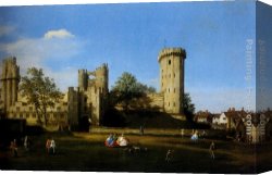 Canaletto Canvas Paintings - The Eastern Facade Of Warwick Castle by Canaletto