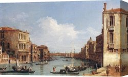 Campo Canvas Paintings - The Grand Canal from Campo S. Vio towards the Bacino by Canaletto