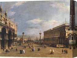 Piazzetta, Canvas Paintings - The Piazzetta by Canaletto