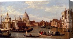 Salute Canvas Paintings - View Of The Grand Canal And Santa Maria Della Salute With Boats And Figures In The Foreground, Venice by Canaletto
